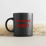 black mug, custom logo