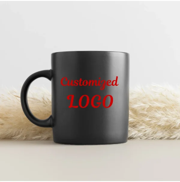 black mug, custom logo